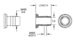 A sketch outlining the parts of a garden hose adapter insert