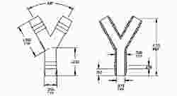 A sketch including the dimensions of a Y connector