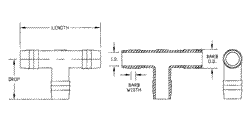 A sketch outlining the parts of barbed tees